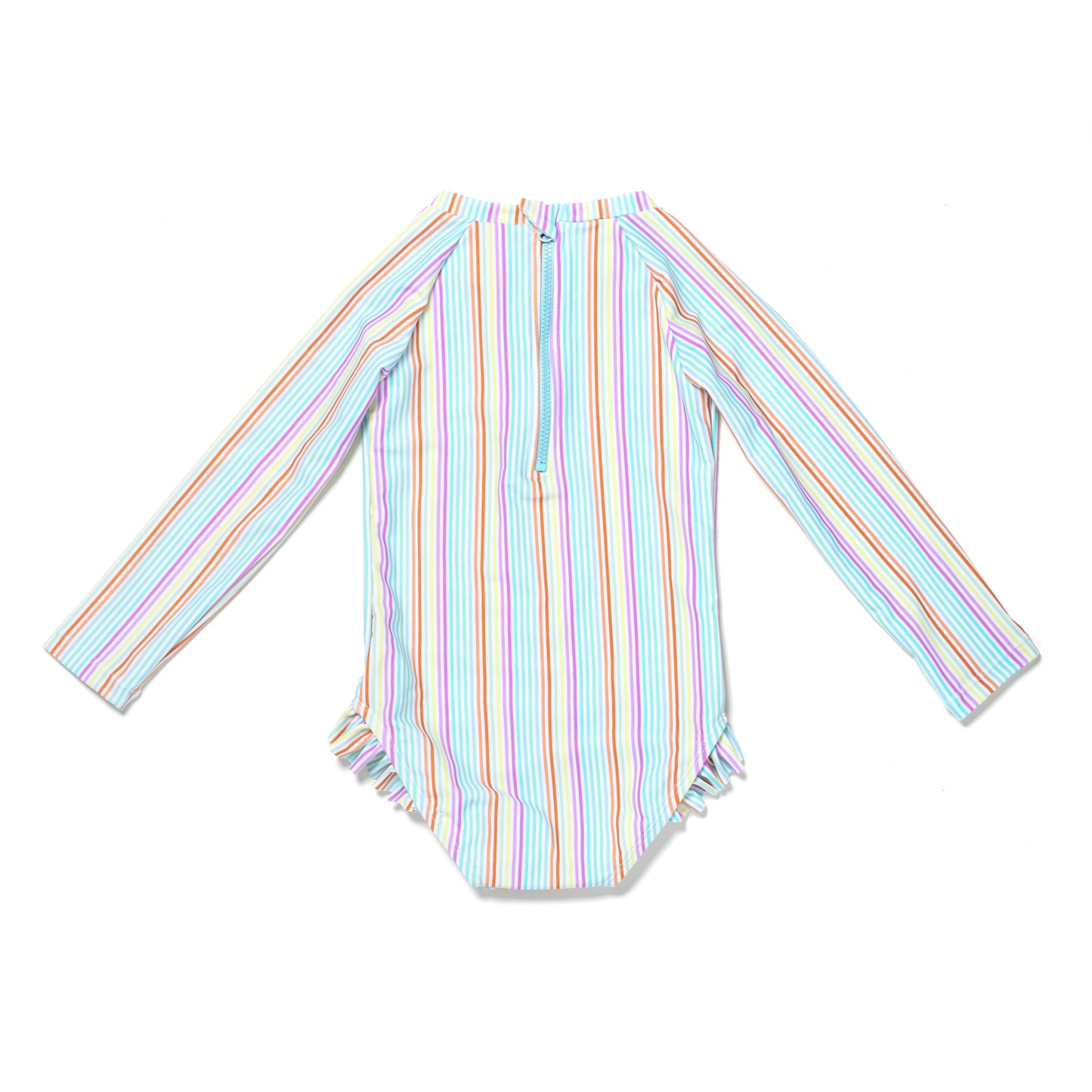 Baby and Toddler Girl Long Sleeve Rash Guard One Piece Swimsuit, Color Burst Stripe