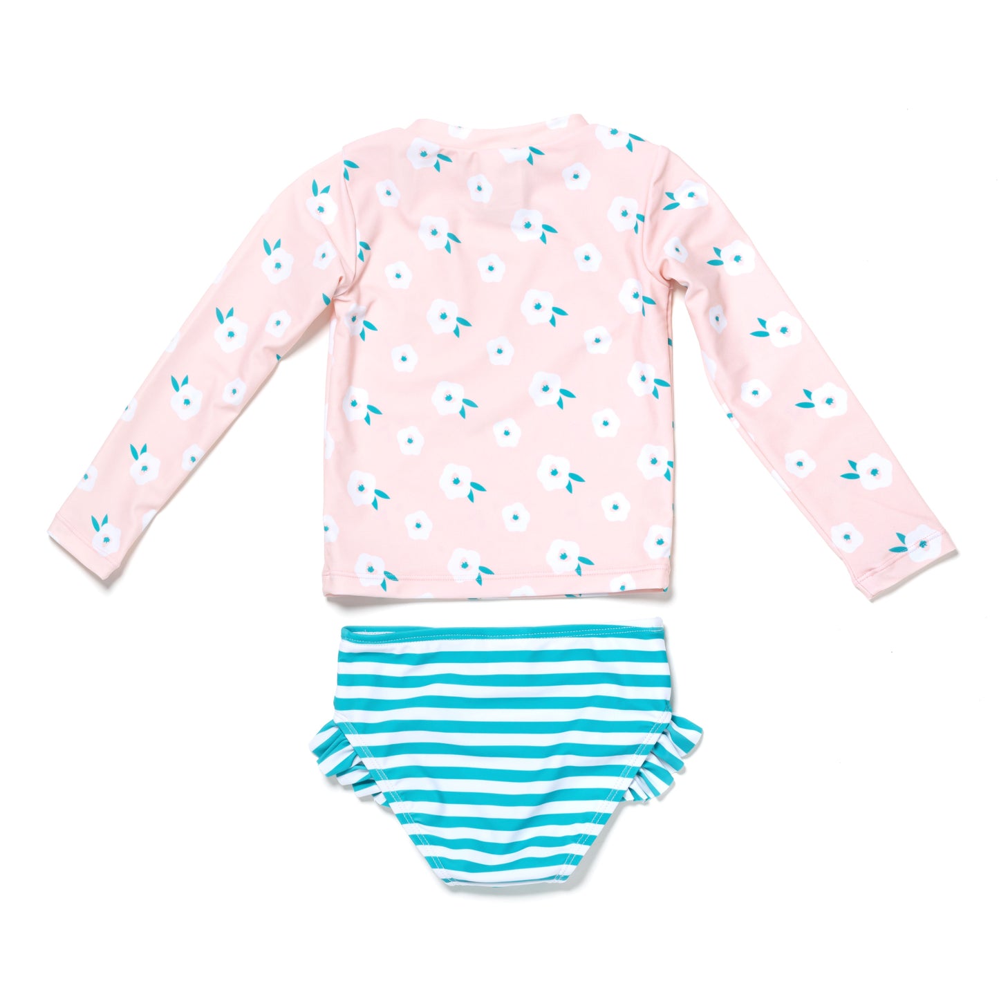 Baby and Toddler Girl Long Sleeve Rash Guard 2 Piece Swimsuit Set, Poppy Floral