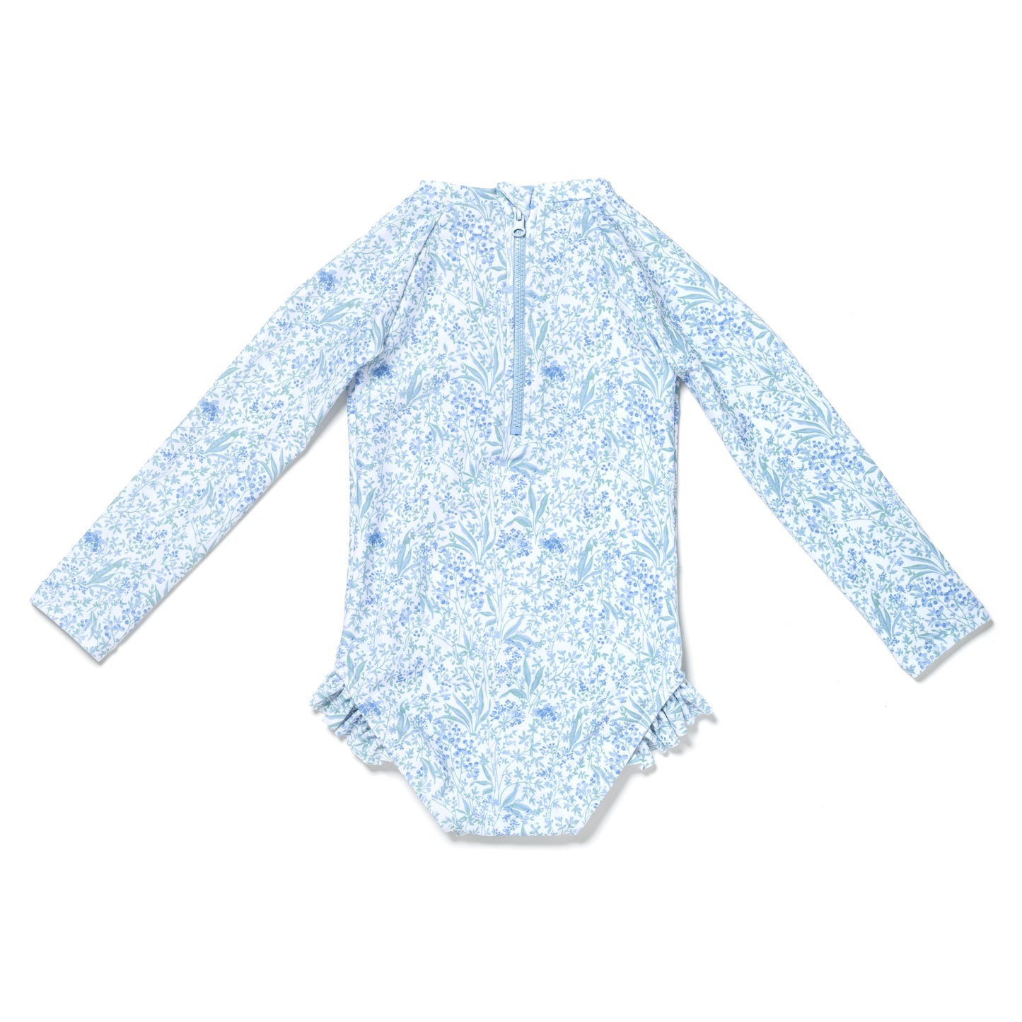 Baby and Toddler Girl Long Sleeve Rash Guard One Piece Swimsuit, Wildflower Wonders